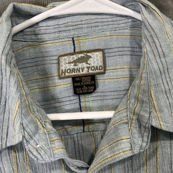 Horny Toad & CO Mens Organic Cotton Striped Button Down Size L Casual Travel - Picture 2 of 5